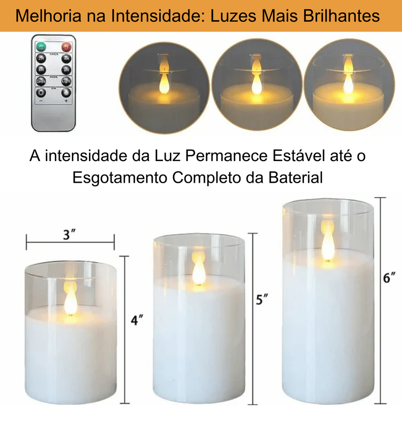 Kit 3 Velas LED com Sensor Automático