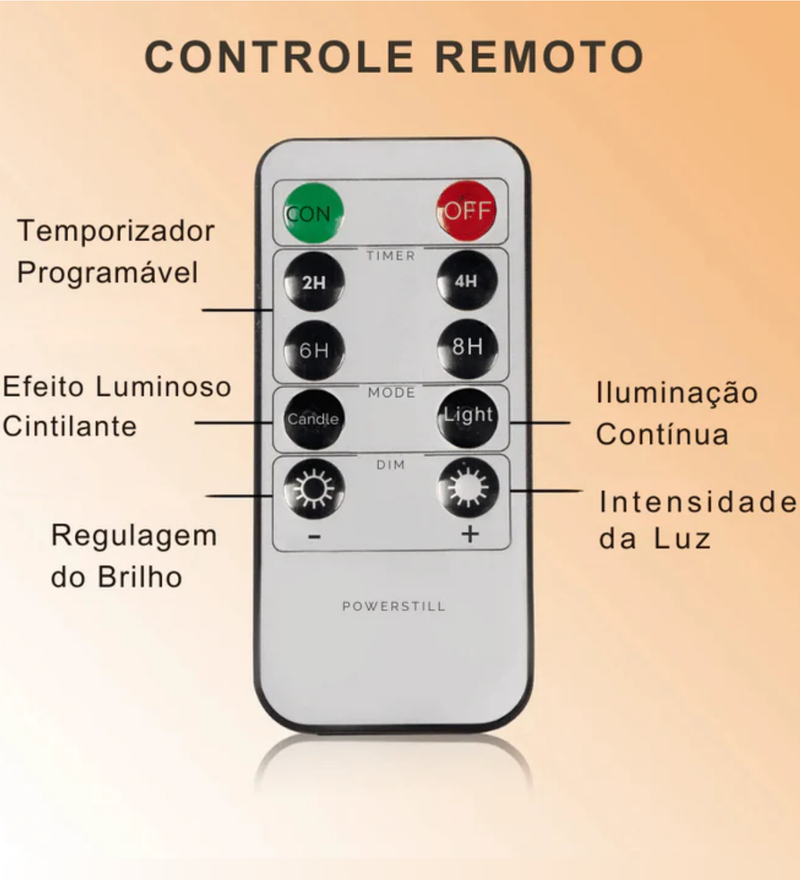 Kit 3 Velas LED com Sensor Automático